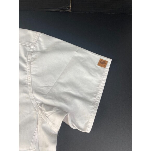 Carhartt scrub top Women's size Large White V Neck pockets front New - Picture 8 of 13